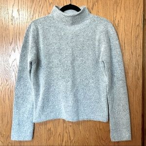 Twiggy London 90’s Style Gray Angora Cropped Mock-Neck Sweater Size Large